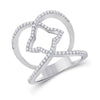 14k White Gold Womens Round Diamond Starburst Negative Space Ring 1/2 Cttw
