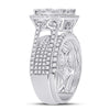 14k White Gold Round Diamond Bridal Wedding Ring Band Set 2 Cttw