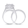 14k White Gold Round Diamond Bridal Wedding Ring Band Set 2 Cttw