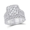 14k White Gold Round Diamond Bridal Wedding Ring Band Set 2 Cttw