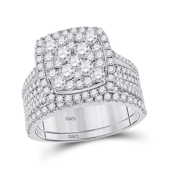 14k White Gold Round Diamond Bridal Wedding Ring Band Set 2 Cttw