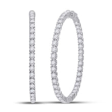  14k White Gold Womens Round Diamond Hoop Earrings 5-1/4 Cttw