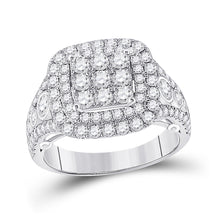  14k White Gold Womens Round Diamond Square Cluster Ring 1-7/8 Cttw
