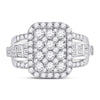 14k White Gold Womens Round Diamond Rectangle Cluster Ring 1-3/4 Cttw