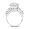 14k White Gold Womens Round Diamond Rectangle Cluster Ring 1-3/4 Cttw
