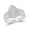 14k White Gold Womens Round Diamond Pear-Shape Cluster Ring 1-1/5 Cttw