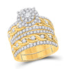 14k Yellow Gold His Hers Round Diamond Halo Matching Wedding Set 2-7/8 Cttw