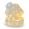 14k Yellow Gold His Hers Round Diamond Halo Matching Wedding Set 2-7/8 Cttw
