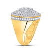 14k Yellow Gold Mens Round Diamond Circle Flower Cluster Ring 4-1/2 Cttw