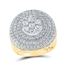  14k Yellow Gold Mens Round Diamond Circle Flower Cluster Ring 4-1/2 Cttw