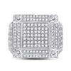 14k Yellow Gold Mens Round Diamond Square Cluster Ring 1-3/8 Cttw