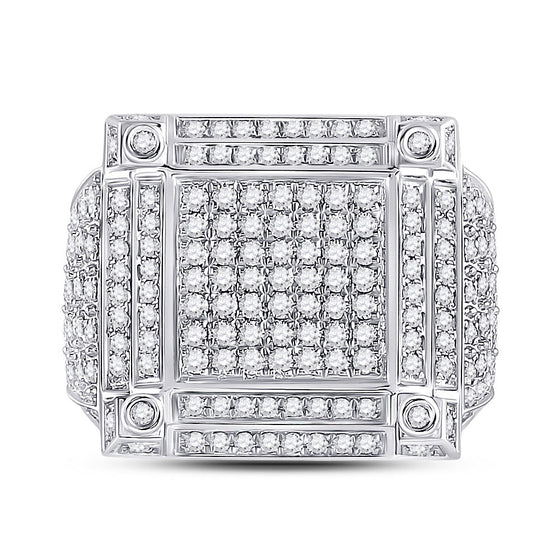 14k Yellow Gold Mens Round Diamond Square Cluster Ring 1-3/8 Cttw