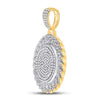 14k Yellow Gold Mens Round Diamond Circle Medallion Charm Pendant 4-5/8 Cttw