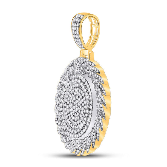 14k Yellow Gold Mens Round Diamond Circle Medallion Charm Pendant 4-5/8 Cttw