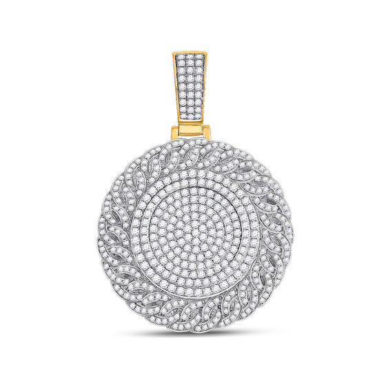 14k Yellow Gold Mens Round Diamond Circle Medallion Charm Pendant 4-5/8 Cttw