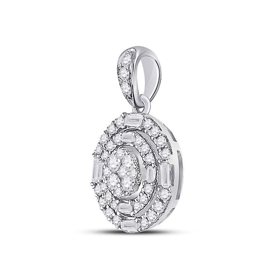 14k White Gold Womens Round Diamond Circle Cluster Pendant 3/8 Cttw
