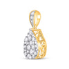 14k Yellow Gold Womens Round Diamond Teardrop Cluster Pendant 1/2 Cttw