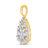 14k Yellow Gold Womens Round Diamond Teardrop Cluster Pendant 1/2 Cttw