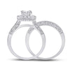 14k White Gold Princess Diamond Bridal Wedding Ring Band Set 1-5/8 Cttw