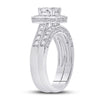 14k White Gold Princess Diamond Bridal Wedding Ring Band Set 1-5/8 Cttw