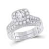 14k White Gold Princess Diamond Bridal Wedding Ring Band Set 1-5/8 Cttw