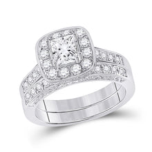  14k White Gold Princess Diamond Bridal Wedding Ring Band Set 1-5/8 Cttw