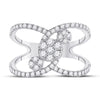 14k White Gold Womens Round Diamond Negative Space Cluster Ring 3/4 Cttw