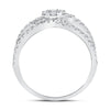 14k White Gold Womens Round Diamond Negative Space Cluster Ring 3/4 Cttw