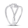 14k White Gold Womens Round Diamond Negative Space Cluster Ring 3/4 Cttw