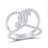 14k White Gold Womens Round Diamond Negative Space Cluster Ring 3/4 Cttw