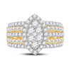 14k Yellow Gold Womens Round Diamond Marquise-shape Cluster Ring 1-3/4 Cttw