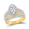 14k Yellow Gold Womens Round Diamond Marquise-shape Cluster Ring 1-3/4 Cttw