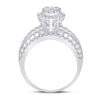 14k White Gold Womens Round Diamond Marquise-shape Cluster Ring 1-3/4 Cttw