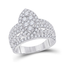  14k White Gold Womens Round Diamond Marquise-shape Cluster Ring 1-3/4 Cttw
