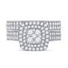 14k Yellow Gold Round Diamond Square Bridal Wedding Ring Band Set 1-3/8 Cttw