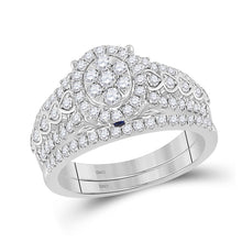  14k White Gold Round Diamond Bridal Wedding Ring Band Set 7/8 Cttw