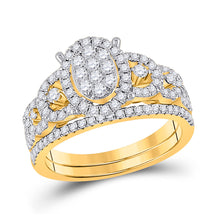  14k Yellow Gold Round Diamond Bridal Wedding Ring Band Set 7/8 Cttw