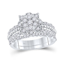  14k White Gold Round Diamond Bridal Wedding Ring Band Set 1 Cttw