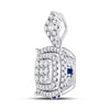 14k White Gold Womens Round Diamond Square Cluster Pendant 1/2 Cttw