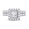 14k White Gold Princess Diamond Bridal Wedding Ring Band Set 2 Cttw