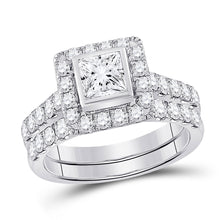  14k White Gold Princess Diamond Bridal Wedding Ring Band Set 2 Cttw