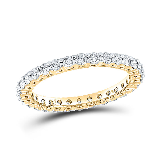 14k Yellow Gold Womens Round Diamond Eternity Wedding Band 1 Cttw