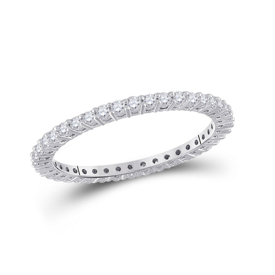 14k White Gold Womens Round Diamond Eternity Wedding Band 1/2 Cttw Size 6
