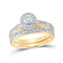  14k Yellow Gold Round Diamond Bridal Wedding Ring Band Set 1 Cttw
