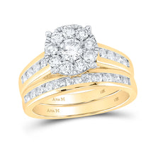  14k Yellow Gold Round Diamond Bridal Wedding Ring Band Set 1-1/2 Cttw