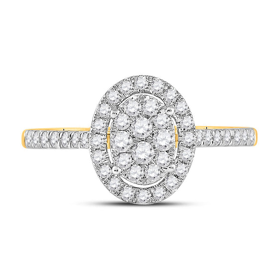 10k Yellow Gold Round Diamond Cluster Bridal Wedding Engagement Ring 1/2 Cttw