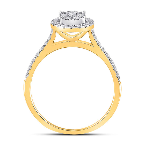 10k Yellow Gold Round Diamond Cluster Bridal Wedding Engagement Ring 1/2 Cttw