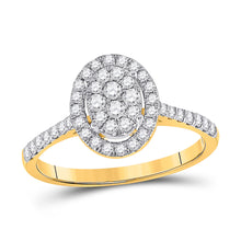  10k Yellow Gold Round Diamond Cluster Bridal Wedding Engagement Ring 1/2 Cttw
