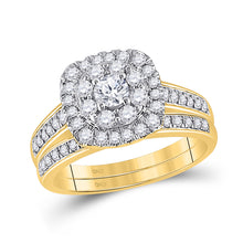  14k Yellow Gold Round Diamond Bridal Wedding Ring Band Set 1 Cttw
