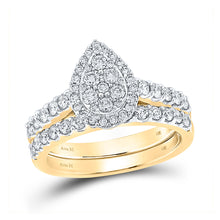  14k Yellow Gold Round Diamond Bridal Wedding Ring Band Set 1 Cttw